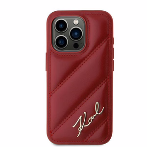 Karl Lagerfeld Diagonal Quilted Script ümbris jaoks iPhone 15 Pro - punane