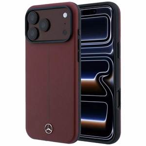 Mercedes Semi Wrap Iconic Line MagSafe nahast ümbris mudelitele iPhone 18 Pro Max / 17 Pro Max, bordoopunane
