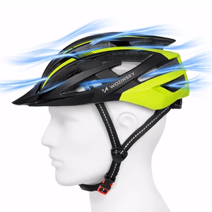 Wozinsky MTB jalgrattakiiver eemaldatava visiiri ja tagumise USB tulega L - must ja kollane
