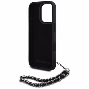 Karl Lagerfeld Saffiano Crystals с цепочкой чехол для iPhone 16 Pro Max - черный