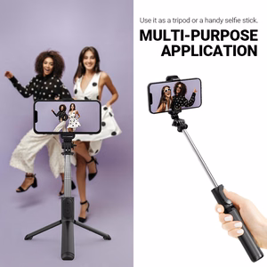 Crong SelfieGo Lite kompaktne Bluetooth-selfipulk ja statiiv, must