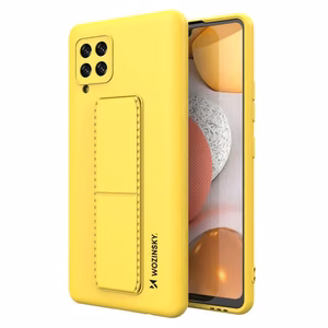 Wozinsky Kickstand Case silikoonist ümbris koos statiiviga Samsung Galaxy A42 5G kollane