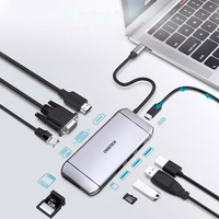 Choetech 9in1 multifunctional USB tüüp C HUB - 3x USB 3.2 Gen 1 / SD and TF mälukaart reader / HDMI 4K 30Hz / VGA Täis HD 60Hz / USB tüüp C / RJ45 hall (HUB-M15 hall)