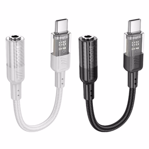 adapter AUX USB C do Jack 3,5 mm Hoco 0,15 m LS37 transparentny must