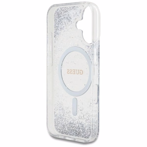 Guess HC Resin Bottom Glitter MagSafe ümbris jaoks iPhone 16 - hõbedane