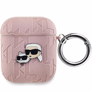 Karl Lagerfeld Monogram Karl & Choupette Head ümbris jaoks AirPods 1 / 2 - roosa