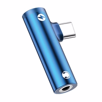USAMS Adapter AU07 2w1 USB-C sinine/blue USB-C + 3,5mm SJ277TC02 (US-SJ277)