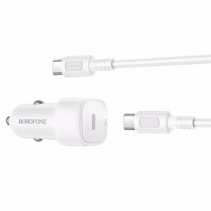 Borofone autolaadija BZ34A Cloud - Type C - PD 20W koos C-tüüpi C-tüüpi valge laadijaga