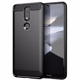Carbon Case Paindlik kate TPU ümbris Nokia 2.4 musta värvi
