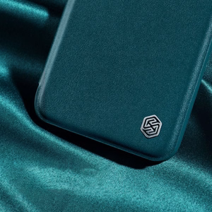 Nillkin Qin Cloth Pro Case Case iPhone 14 Plus kaamerakate Holster Cover Flip Case Sinine