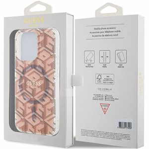 GUESS чехол для IPHONE 15 Pro Max совместимый с MagSafe GUHMP15XHGCUSTGP (IML GCUBE) розовый