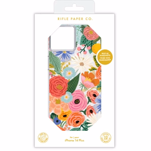Rifle Paper Clear MagSafe ümbris seadmele iPhone 14 Plus, Garden Party Blush mustriga