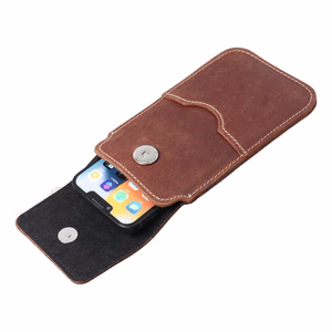 Кожаный универсальный чехол-кошелёк Royal Crazy Horse коричневый размер XL iPhone 11 12 13 Samsung S7 Edge