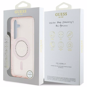 GUESS ümbris jaoks SAMSUNG S25 GUHMS25SPFTDTEP (Magnetic IML Rhinestones) roosa