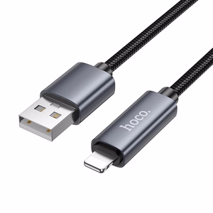 Кабель USB A to Lightning Hoco 2,4A с дисплеем 1 м X112 чёрный
