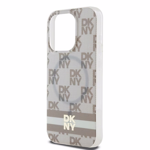 DKNY IML Checkered Mono Pattern & Printed Stripes MagSafe ümbris jaoks iPhone 15 Pro Max - beige