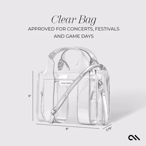 Case-Mate Micro Tote Bag vett hülgav õlakott, Silver Chrome / Clear