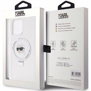 Karl Lagerfeld KLHMP15LHMRSKHH iPhone 15 Pro 6.1" белый/белый жёсткий чехол Ring Stand Karl Head MagSafe