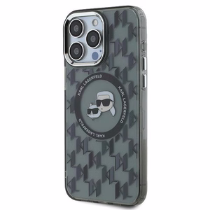 Karl Lagerfeld IML Monogram Karl & Choupette Head MagSafe iPhone 15 Pro Ümbris - must