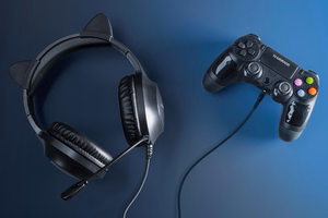 Kruger&Matz Gamer Kids mänguri peakomplekt lastele, roosa
