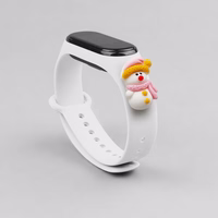 Rihm Xmas Xiaomi Mi Band 3 / 4 jõuludeks Silikoonist rihmaga käevõru koos lumemehega - valge