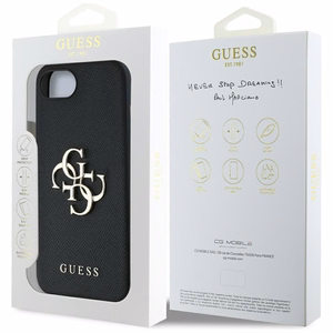 Guess PU Grained 4G Metal Logo ümbris jaoks iPhone 16e - must
