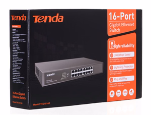 Tenda 16-портовый Gigabit Ethernet коммутатор Неуправляемый Синий