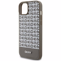 DKNY Leather Printed Pattern Metal Logo MagSafe Ümbris jaoks iPhone 15 / 14 / 13 - Brown