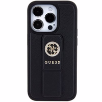 Guess Grip Stand 4G Saffiano Strass ümbris jaoks iPhone 15 Pro Max - must