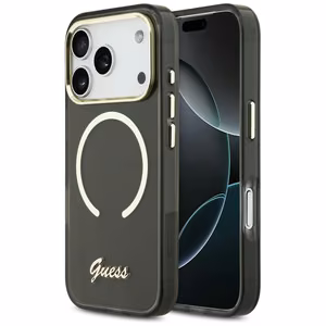Guess IML Script Metal MagSafe Ümbris for iPhone 17 Pro - must