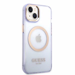 Guess GUHMP14SHTCMU iPhone 14 6.1" lilla/lilla hard ümbris kuldne Outline Translucent MagSafe