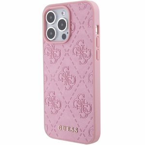 Guess GUHCP15XP4EPMP iPhone 15 Pro Max 6.7" roosa/roosa hardcase Leather 4G Stamped