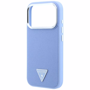 Guess Grained Triangle Logo ümbris seadmele iPhone 18 Pro / 17 Pro, MagSafe-ühilduv – sinine