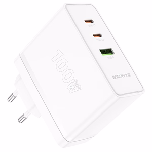 Borofone Wall Laadija BN11 Imperial - USB + 2xType C - QC 3.0 PD 100W valge