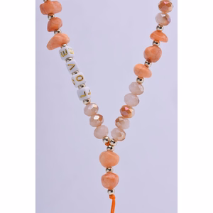 LOVE Phone lanyard, Phone pendant / cord length 44cm (22cm in the loop) / on hand - oranž