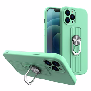 Ring Case silikoonist ümbris koos sõrmejäljega ja statiiviga Samsung Galaxy S21+ 5G (S21 Plus 5G) jaoks, mis on musta värvi.