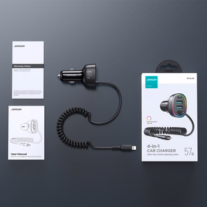 Joyroom fast car Laadija 4 in 1 PD, QC3.0, AFC, FCP with Lightning kaabel 1.6m 57W must (JR-CL20)