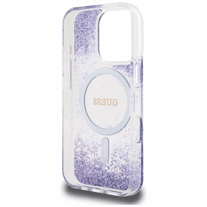 Guess HC Resin Bottom Glitter MagSafe ümbris jaoks iPhone 16 Pro Max - lilla