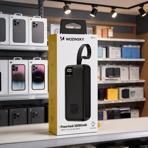Wozinsky W8-W 30000 mAh 30W akupank, 2x USB-A, USB-C, taskulambiga, must