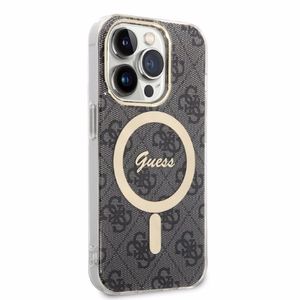 Guess GUBPP14LH4EACSK 4G Print MagSafe ümbrise ja laadija komplekt seadmele iPhone 14 Pro 6.1", must