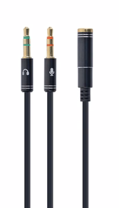 Gembird heliarter stereo 3.5mm mini Jack/4PIN/ helikaabel 0.2 m 2 x 3.5mm must