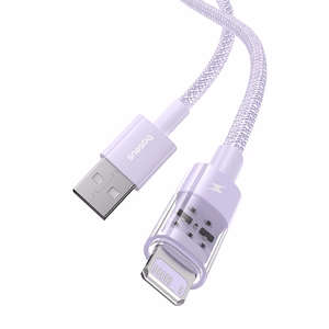 Baseus Gem USB-A kuni Lightning 2.4A kiirlaadimiskaabel 1 m, lilla
