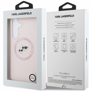 Karl Lagerfeld Silicone Karl & Choupette Heads MagSafe Ümbris jaoks Samsung Galaxy S25 FE - roosa