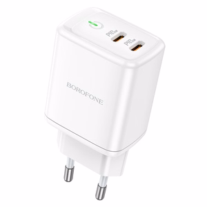 Borofone Wall Laadija BN9 Reacher - 2xType C - QC 3.0 PD 35W valge