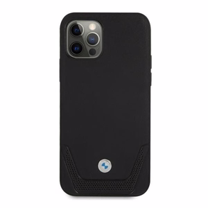 BMW nahast perforeeritud ümbris iPhone 12 Pro Max'ile - must