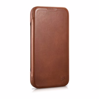 iCarer CE Oil Wax Premium Leather Folio Case iPhone 14 Plus magnetiline flip case MagSafe pruun (AKI14220707-BN)