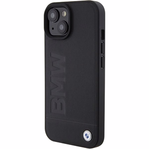 BMW MagSafe Leather Hot Stamp ümbris jaoks iPhone 15 Plus - must
