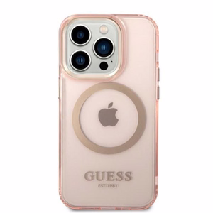 Guess GUHMP14LHTCMP iPhone 14 Pro 6.1" roosa/roosa hard ümbris kuldne Outline Translucent MagSafe