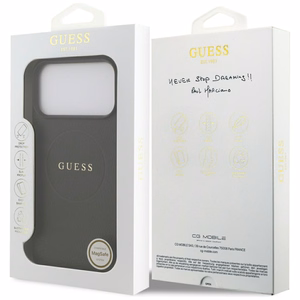 Guess Grained Ring MagSafe ümbris jaoks iPhone 17 Pro Max - must