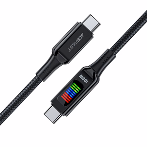 Acefast C7-03 кабель USB-C USB-C 100W 1.2м с дисплеем - чёрный